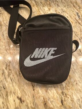 Nike Black Compact Crossbody Bag with White Logo